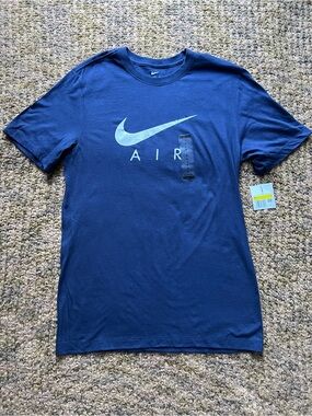 Nike Men's Small T-Shirt, Athletic, Swoosh Printed, Short Sleeve Tee, blue, NWT
